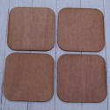 Set of 4 Square Plywood Coasters with rounded corners