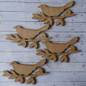 Set of 4 dark wood 14.5cm bird on branch shapes
