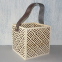 Plywood square planter with laser cut design and strap to hang