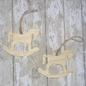Set of 2 Wooden Rocking Horse Christmas Decorations to hang