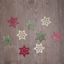 Pack of 9pc Christmas Star Craft Card topper shapes embellishments, red, green natural, as shown