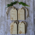 Pack of 4 Wooden Christmas Gift Tags with different designs on each 