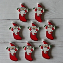 Pack of 8 Father Christmas in Stocking shapes