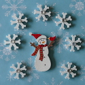 Wooden Snowman & 7 snowflakes with diamante at centre, card topper decorations