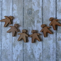 Set of 6 plywood mini Gingerbread men with hole to hang