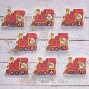 Pack of 8 wooden Father Christmas on train shape embellishments card topper