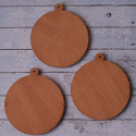 Set of 3 Wooden Christmas tree Baubles with hole to hang