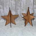 Set of 2 3d star decoration Christmas Tree ornament dark plywood